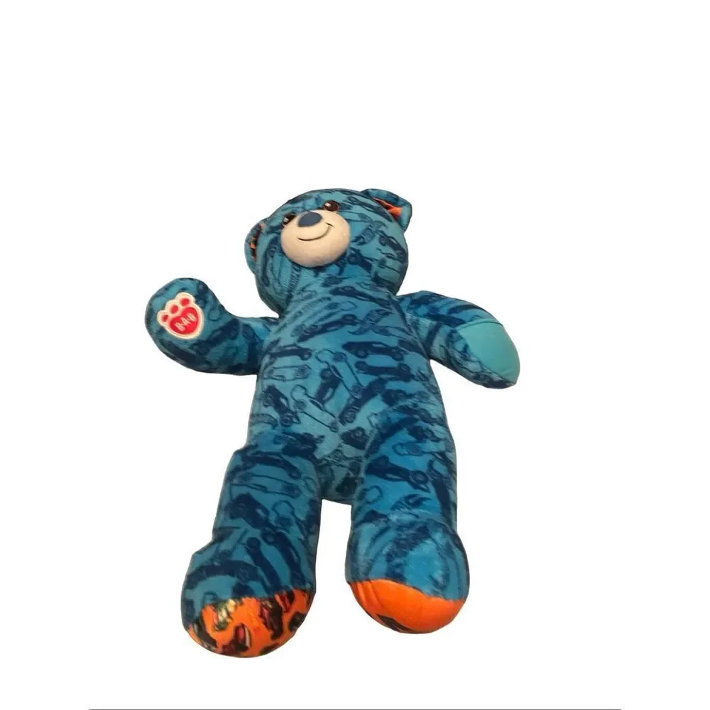 Build-A-Bear Blue Teddy Bear Hot Wheels 50th Anniversary Plush Stuffed Animal